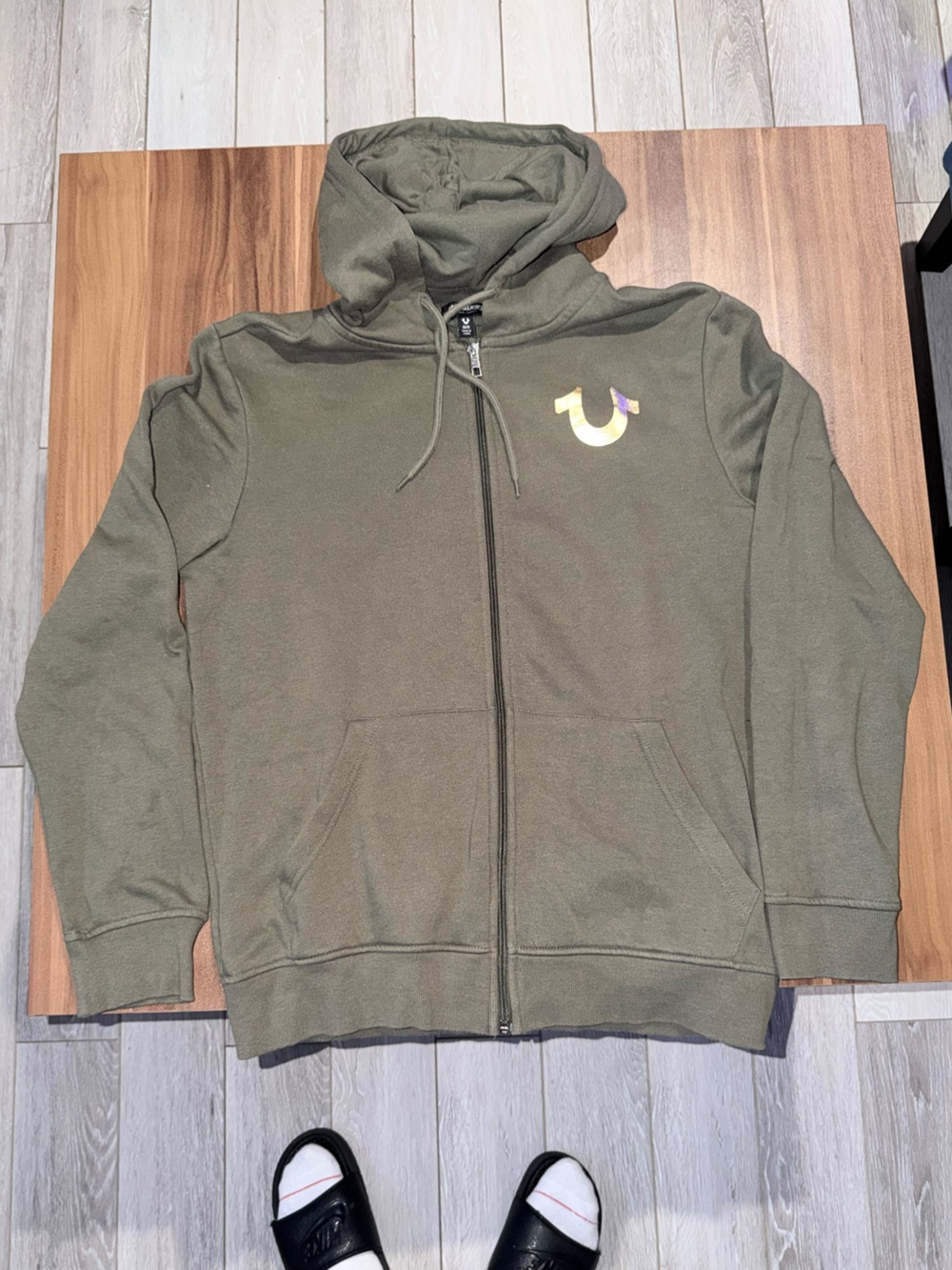 True Religion Olive Green Hoodie with Brand Tag